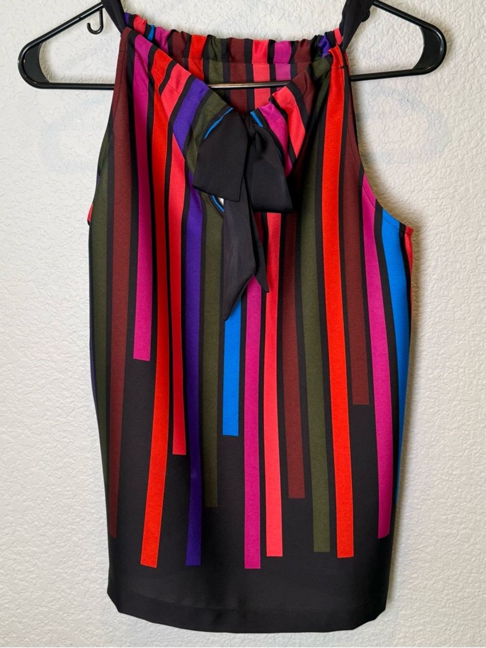 Trina Turk Elaine Halter Blouse with Bright Multi-Color Stripes